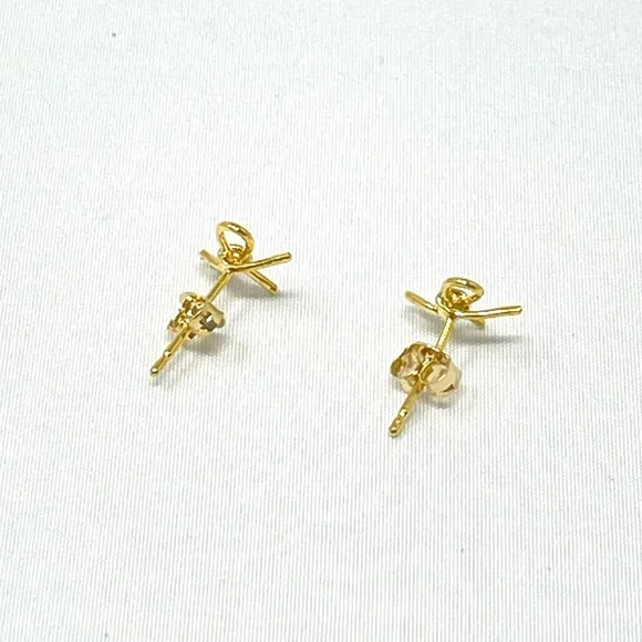 New Anthropologie Gold Bow Stud Post Earrings - Picture 2 of 4